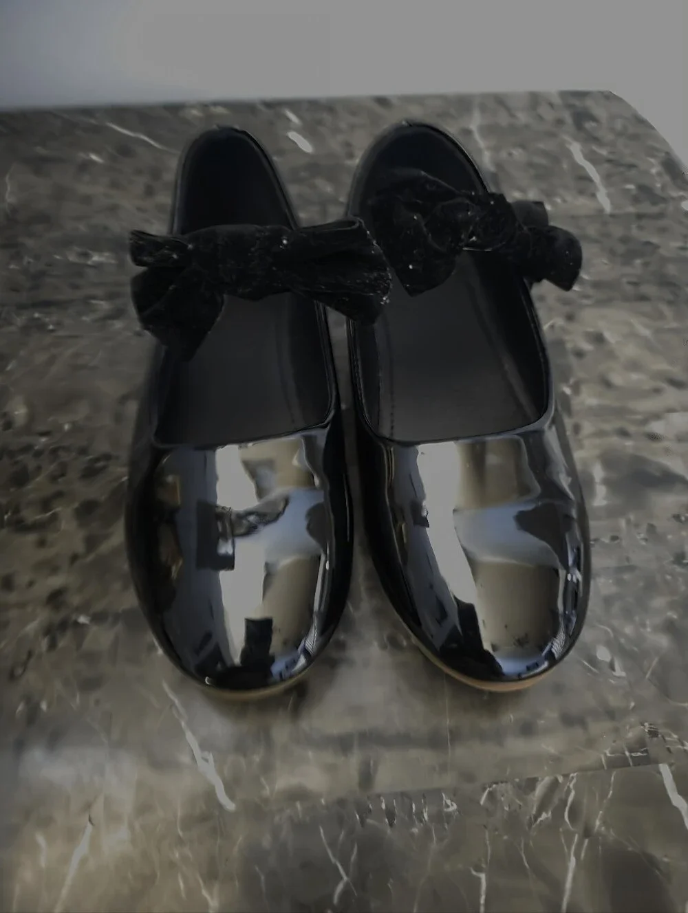 Girls Black Patent Bow Mary Jane Flats